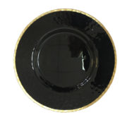 Тарелка подстановочная ГЕТСБИ черная gold кант D33см стекло